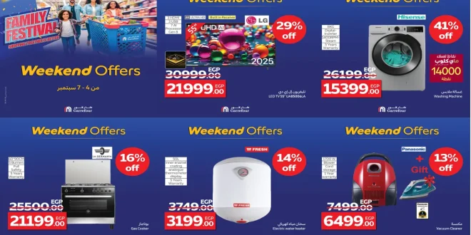 عروض كارفور مصر حتى الاحد 7 سبتمبر 2025 خصومات الاجهزة الكهربائية
